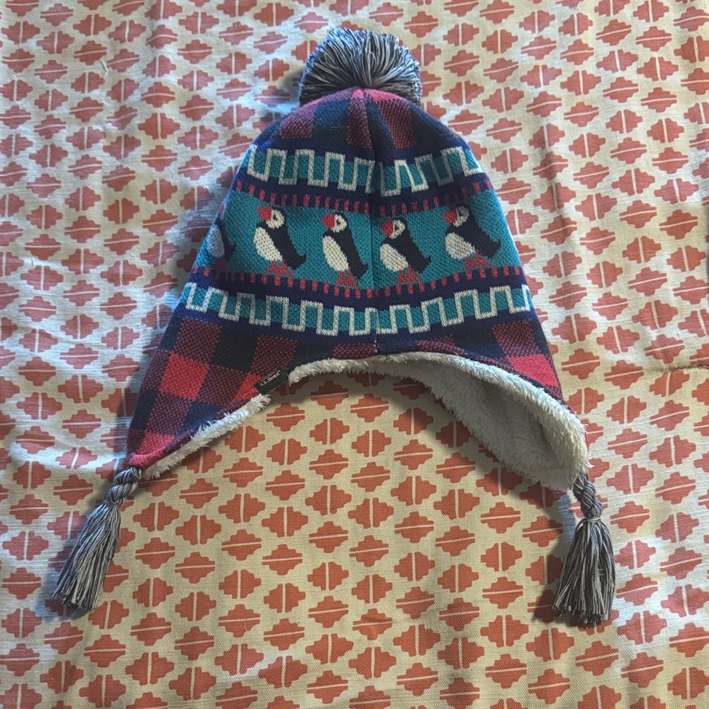 Toddlers L.L. Bean Winter Heritage Earflap Hat with Puffin Design